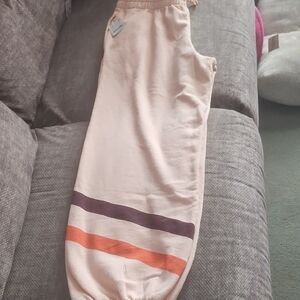 Free People Womens' Peach Joggers with Purple and Orange Stripes